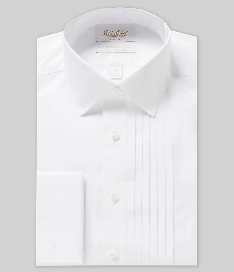 Gold Label Roundtree & Yorke Slim-Fit Non-Iron Spread Collar French Cuff Tuxedo Dress Shirt