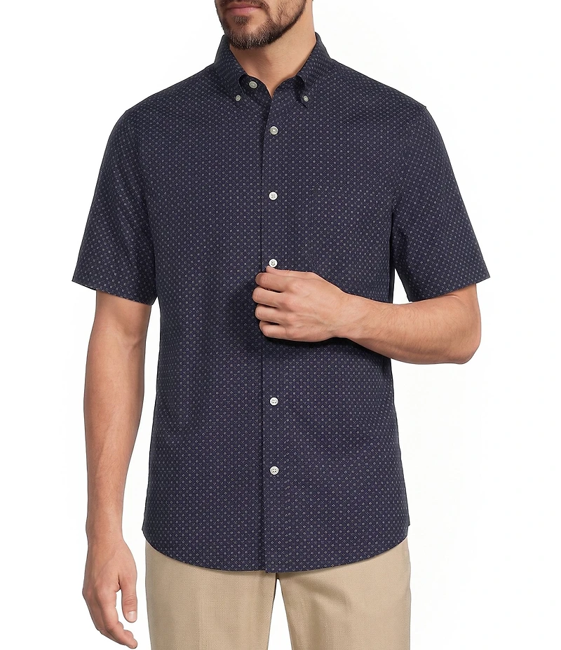 Gold Label Roundtree & Yorke Slim Fit Short Sleeve Geometric Sport Shirt