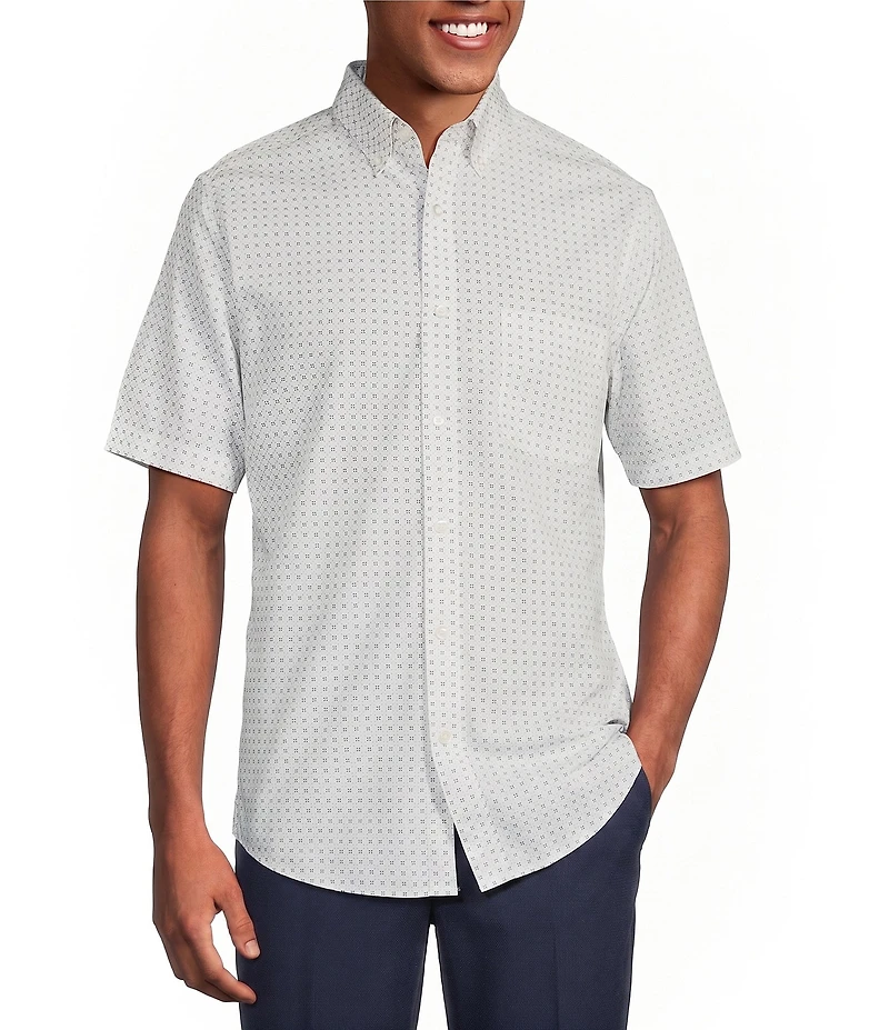 Gold Label Roundtree & Yorke Slim Fit Short Sleeve Geometric Sport Shirt