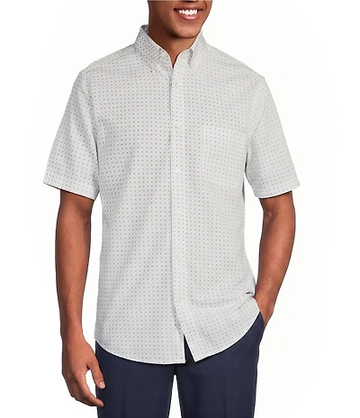 Gold Label Roundtree & Yorke Slim Fit Short Sleeve Geometric Sport Shirt