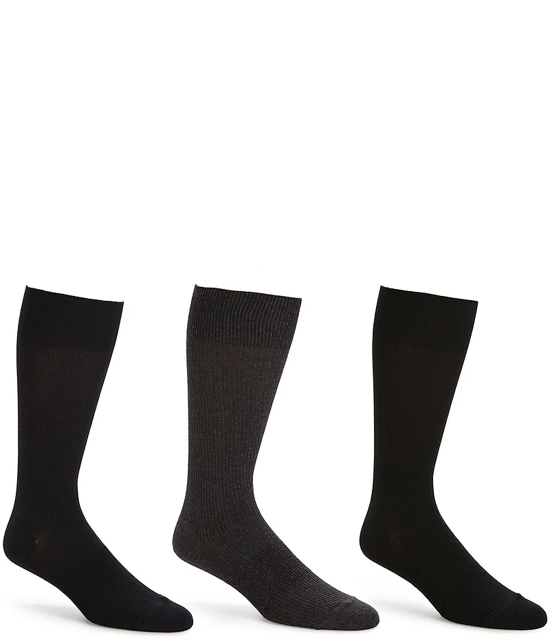 Gold Label Roundtree & Yorke Solid Ribbed Crew Socks 3-Pack