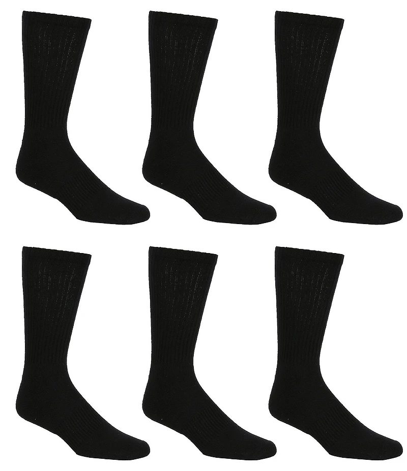 Gold Label Roundtree & Yorke Sport Performance Crew Athletic Socks 6-Pack