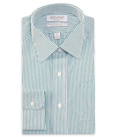 Gold Label Roundtree & Yorke Big & Tall Full Fit Non-Iron Button Collar Stripe Poplin Dress Shirt
