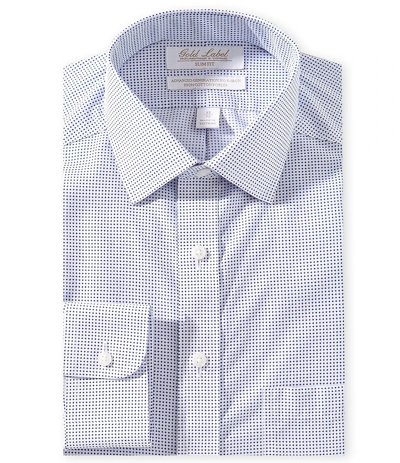 Gold Label Roundtree & Yorke William Slim Fit Non-Iron Spread Collar Diamond Print Dress Shirt