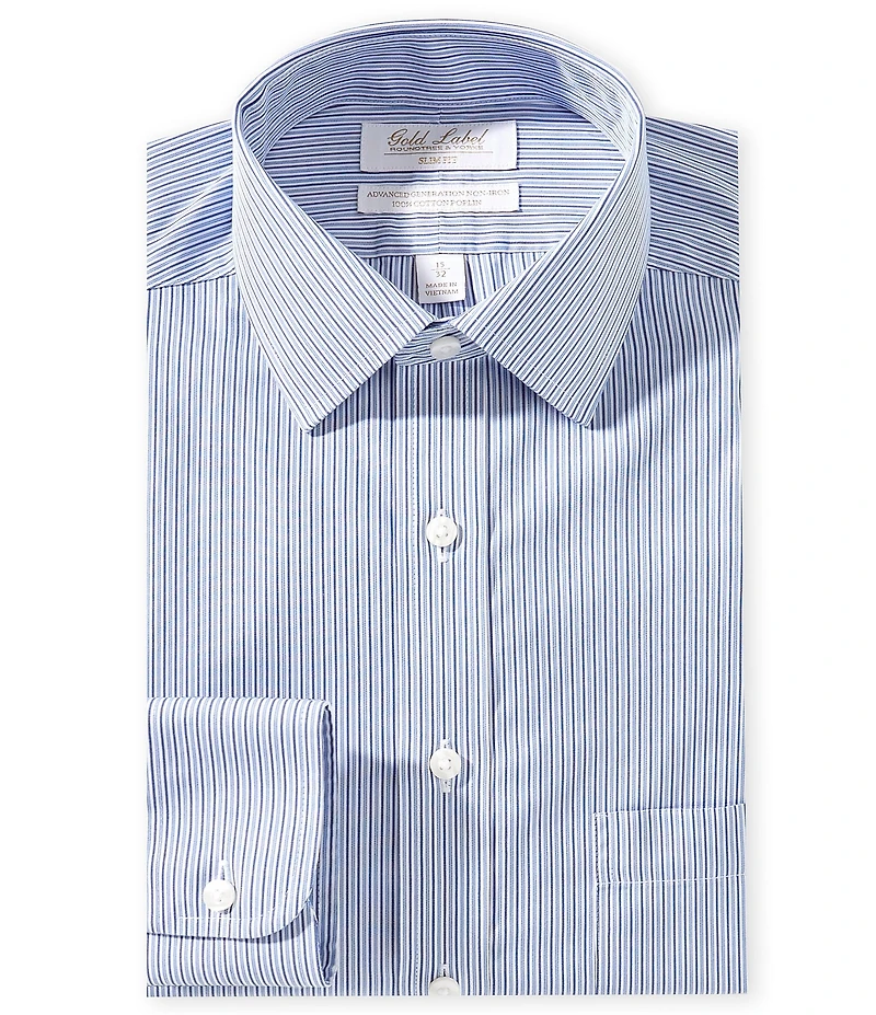Gold Label Roundtree & Yorke William Slim Fit Non-Iron Spread Collar Striped Dress Shirt