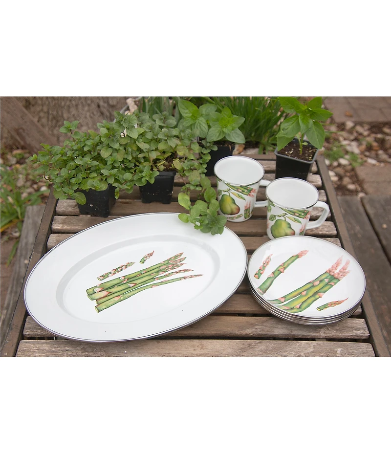 Golden Rabbit Enamelware Green Fresh Produce Large Tray