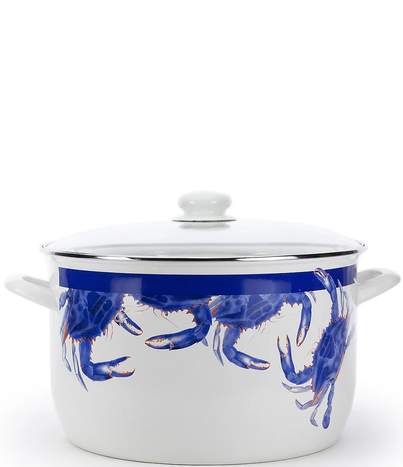 Golden Rabbit Enamelware Blue Crab 18-Quart Stock Pot