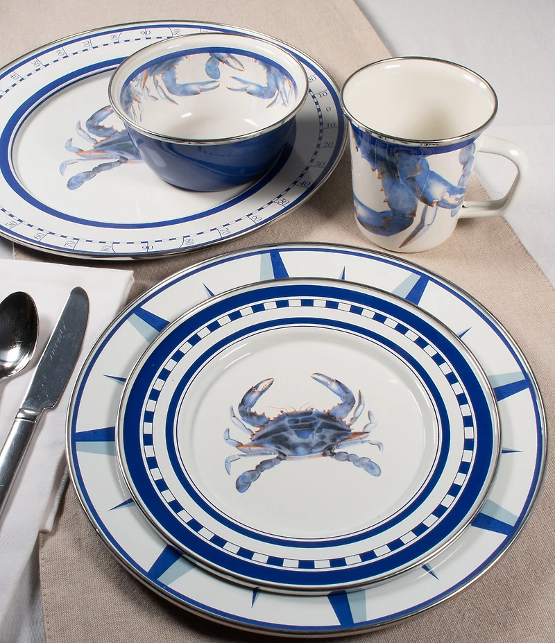 Golden Rabbit Enamelware Blue Crab Collection Large Tray