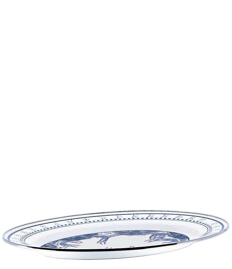 Golden Rabbit Enamelware Blue Crab Oval Platter