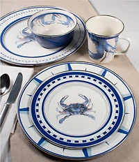 Golden Rabbit Enamelware Blue Crab Salad Bowls, Set of 4