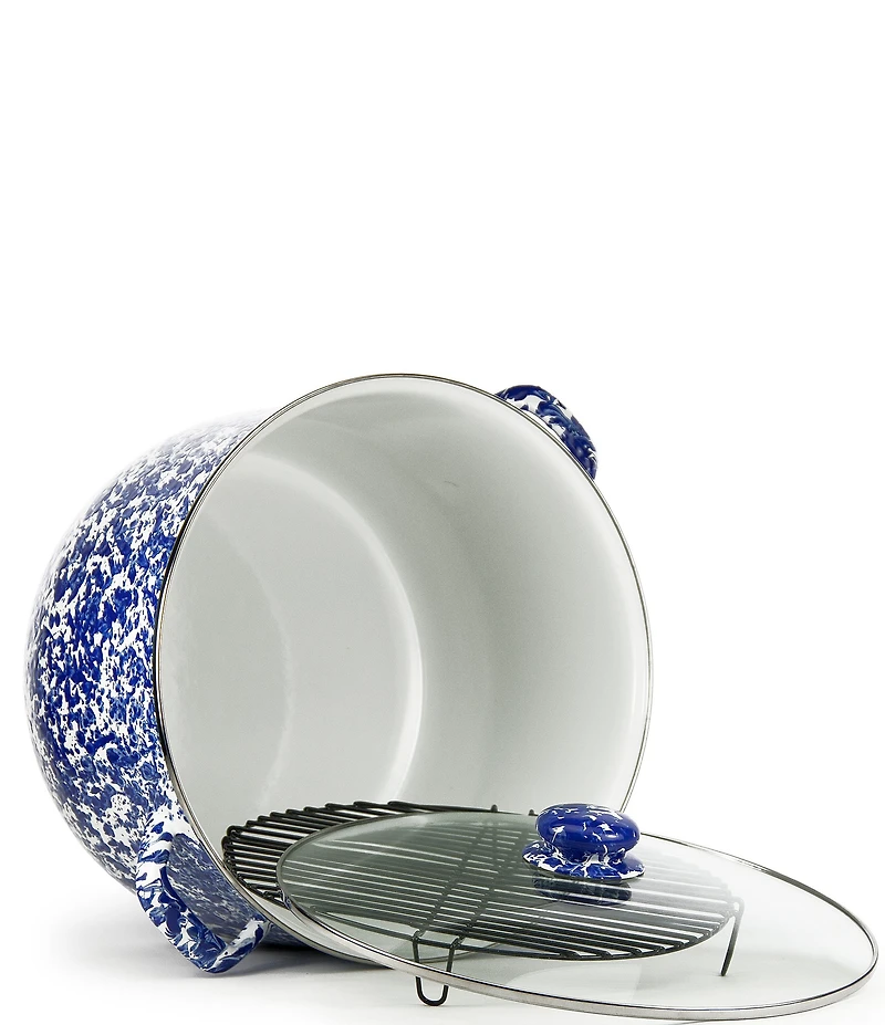 Golden Rabbit Enamelware Cobalt Swirl 18-Quart Stock Pot