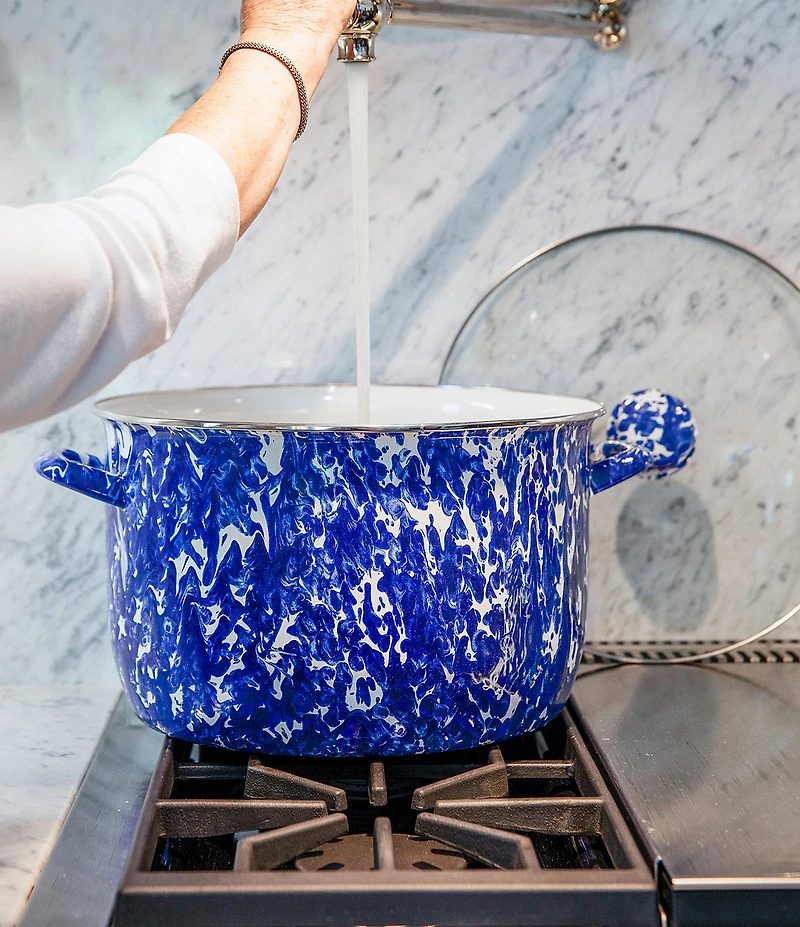 Golden Rabbit Enamelware Cobalt Swirl 18-Quart Stock Pot