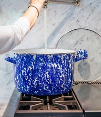 Golden Rabbit Enamelware Cobalt Swirl 18-Quart Stock Pot