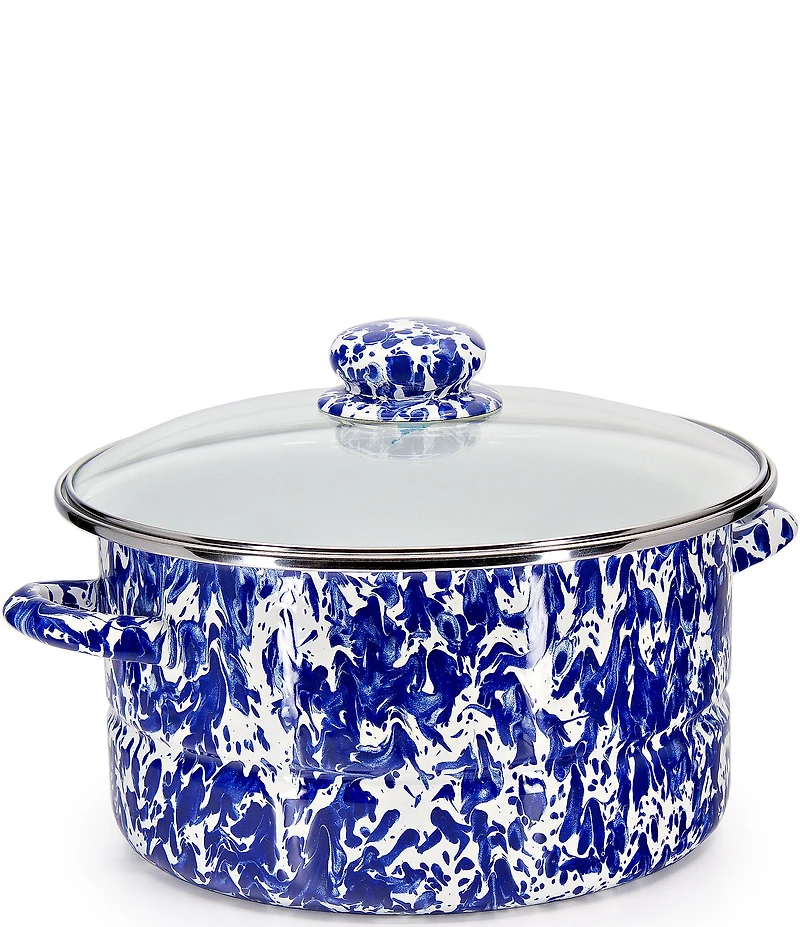 Golden Rabbit Enamelware Cobalt Swirl 6-Quart Stock Pot