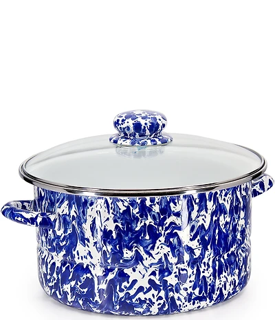 Golden Rabbit Enamelware Cobalt Swirl 6-Quart Stock Pot