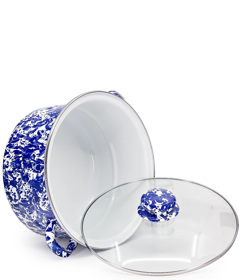 Golden Rabbit Enamelware Cobalt Swirl 6-Quart Stock Pot