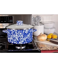 Golden Rabbit Enamelware Cobalt Swirl 6-Quart Stock Pot