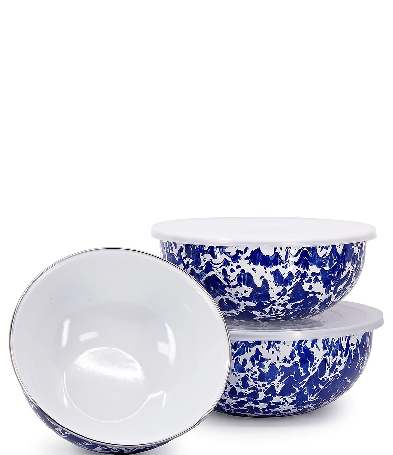 Golden Rabbit Enamelware Swirl Mixing Bowls, Set of 3