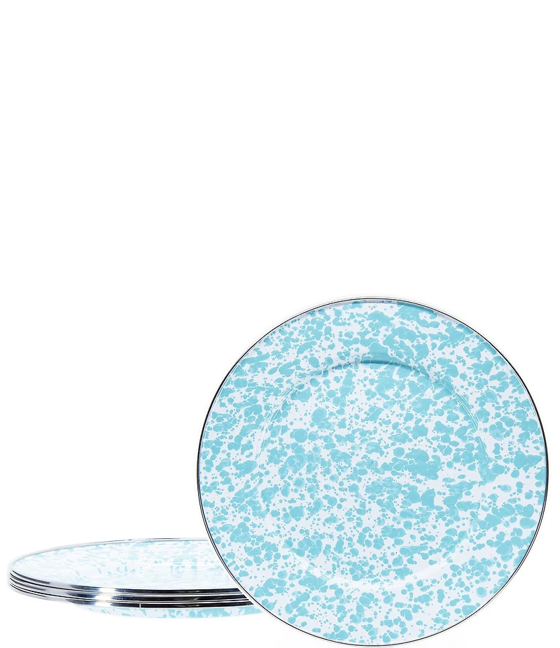 Golden Rabbit Enamelware Swirl Dinner Plates, Set of 4