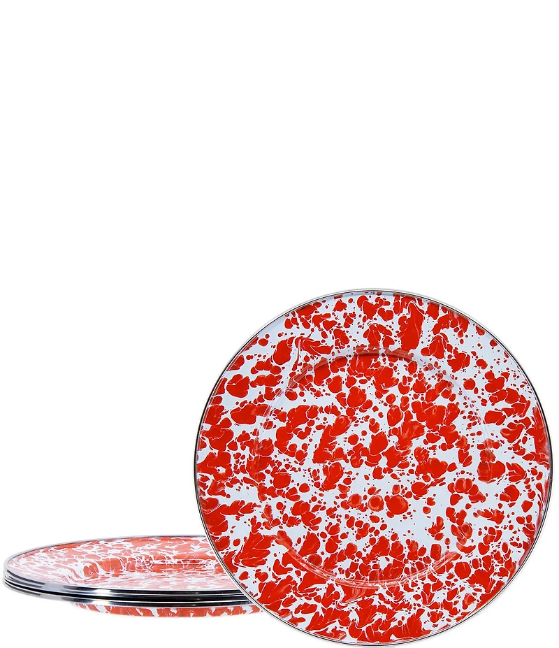Golden Rabbit Enamelware Swirl Dinner Plates, Set of 4