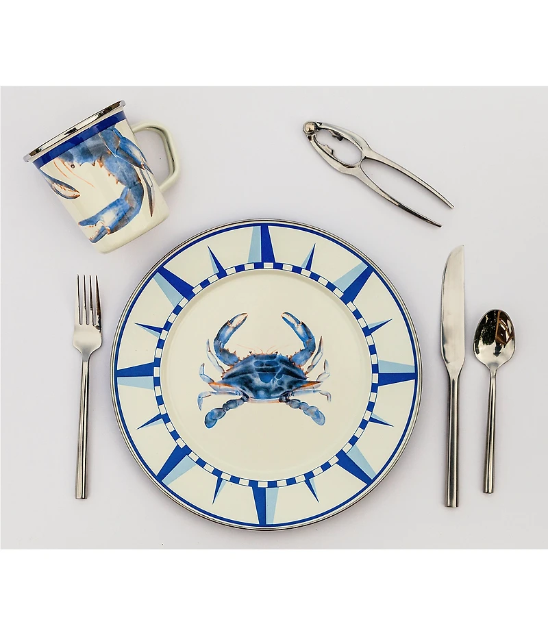 Golden Rabbit Enamelware Blue Crab Dinner Plates, Set of 4