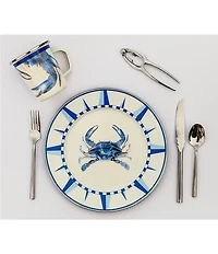 Golden Rabbit Enamelware Blue Crab Dinner Plates, Set of 4