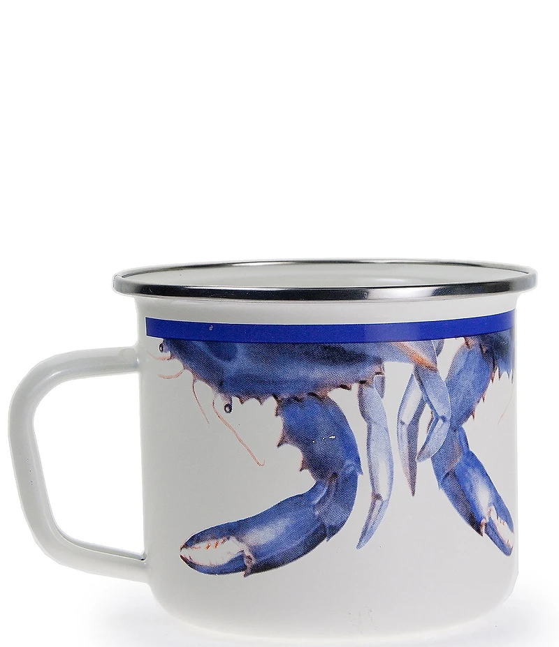 Golden Rabbit Enamelware Blue Crab Grande Mugs, Set of 4