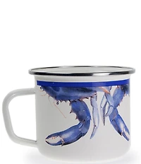 Golden Rabbit Enamelware Blue Crab Grande Mugs, Set of 4