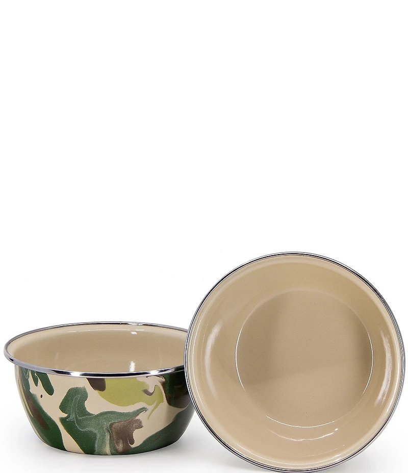 Golden Rabbit Enamelware Camouflage Salad Bowls, Set of 4