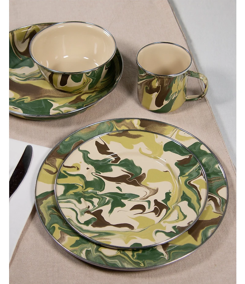 Golden Rabbit Enamelware Camouflage Sandwich Plates, Set of 4