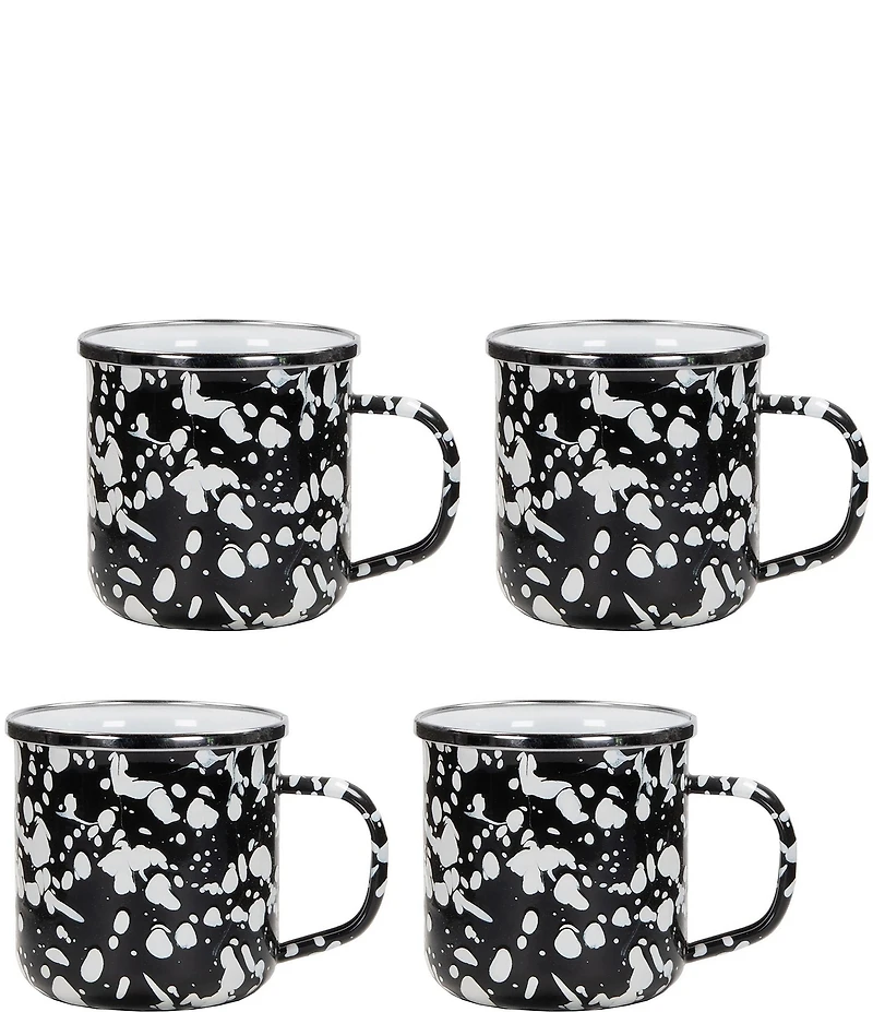 Golden Rabbit Enamelware Swirl Mugs, Set of 4