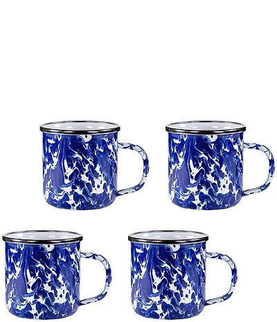 Golden Rabbit Enamelware Swirl Mugs, Set of 4