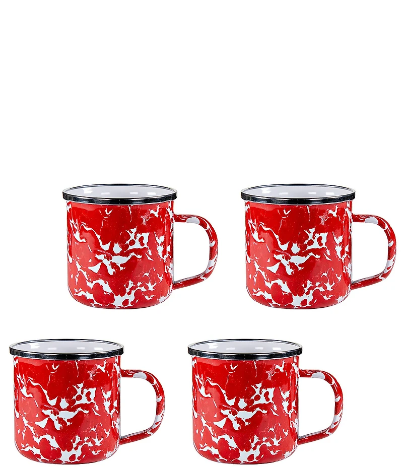 Golden Rabbit Enamelware Swirl Mugs, Set of 4