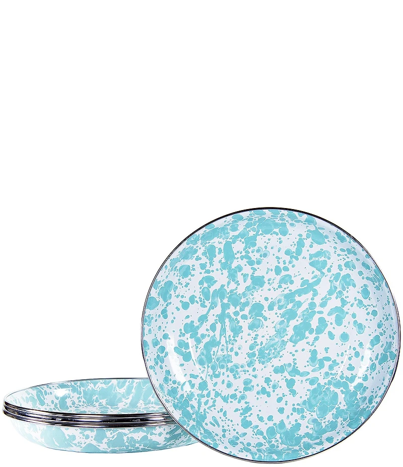 Golden Rabbit Enamelware Swirl Pasta Plates, Set of 4