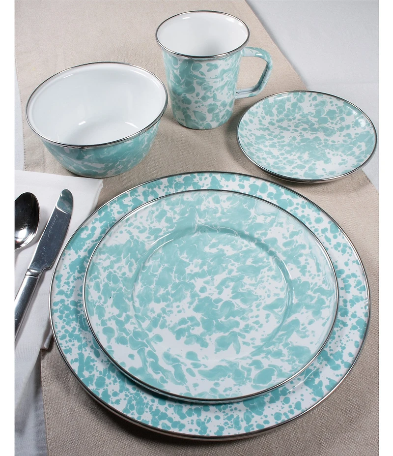 Golden Rabbit Enamelware Swirl Pasta Plates, Set of 4