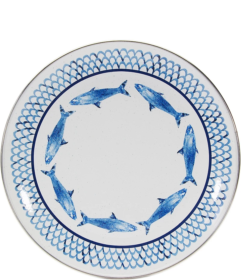 Golden Rabbit Enamelware Fish Camp Dinner Plates, Set of 4