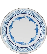 Golden Rabbit Enamelware Fish Camp Dinner Plates, Set of 4