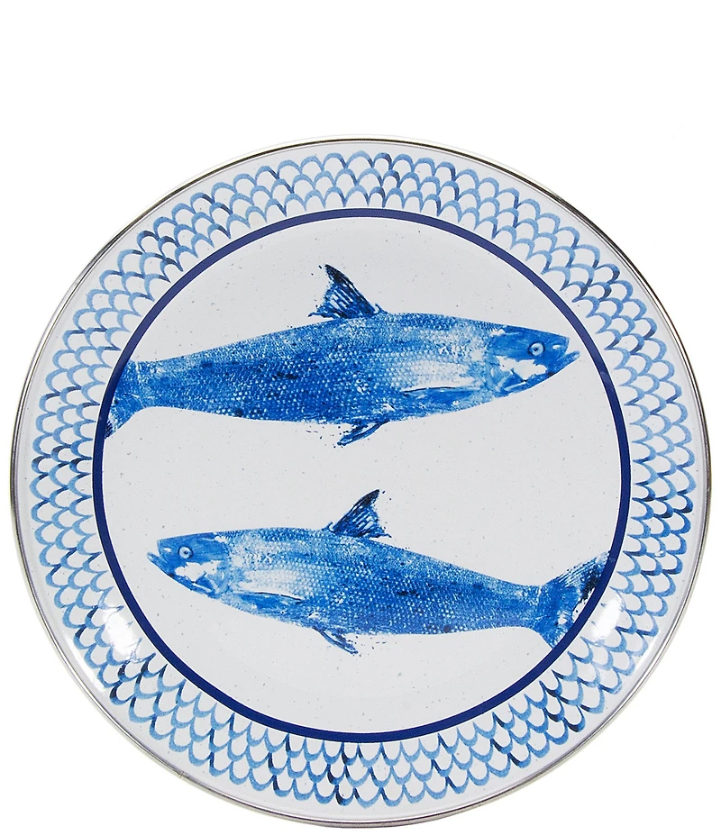 Golden Rabbit Enamelware Fish Camp Sandwich Plates, Set of 4