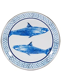 Golden Rabbit Enamelware Fish Camp Sandwich Plates, Set of 4
