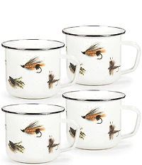 Golden Rabbit Enamelware Flying Fish Grande Mugs, Set of 4