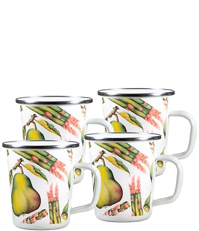 Golden Rabbit Enamelware Fresh Produce Latte Mugs, Set of 4