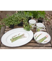 Golden Rabbit Enamelware Asparagus Fresh Produce Sandwich Plates, Set of 4