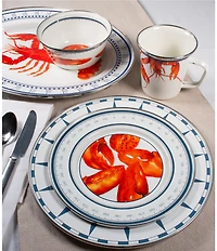 Golden Rabbit Enamelware Lobster Dinner Plates, Set of 4