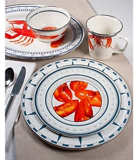 Golden Rabbit Enamelware Lobster Sandwich Plates, Set of 4