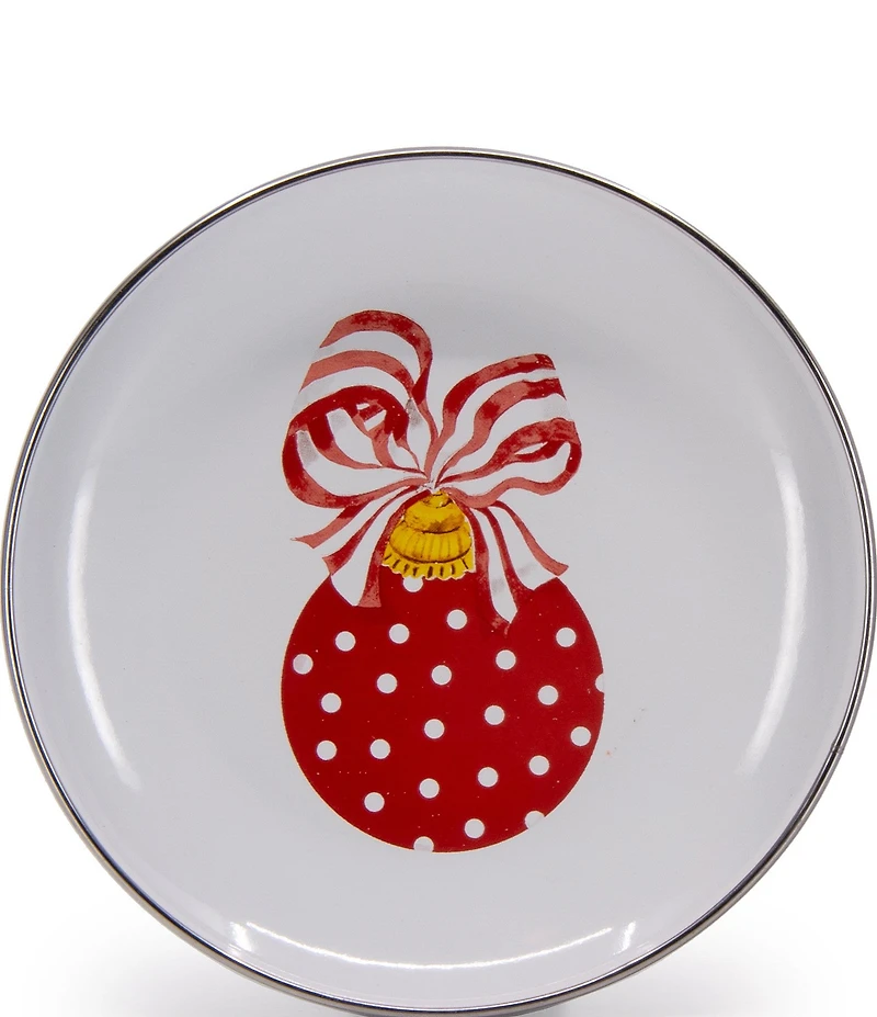 Golden Rabbit Enamelware Ornament Appetizer Plates, Set of 4