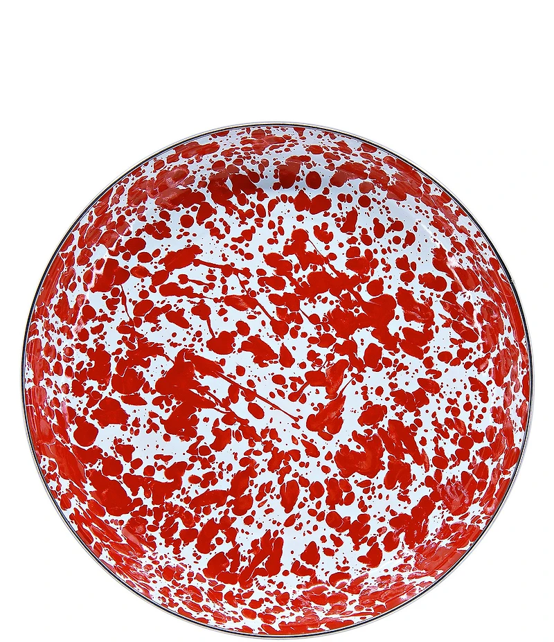 Golden Rabbit Enamelware Red Swirl Pasta Plates, Set of 4