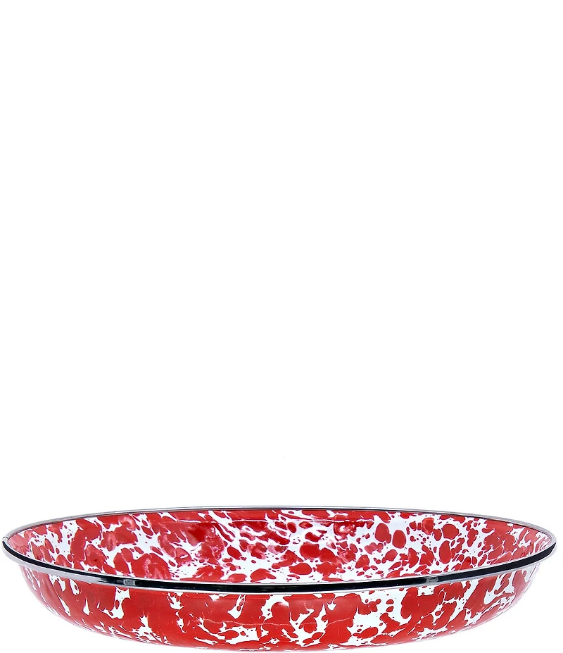 Golden Rabbit Enamelware Red Swirl Pasta Plates, Set of 4