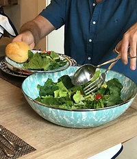 Golden Rabbit Enamelware Sea Glass Swirl Catering Bowl