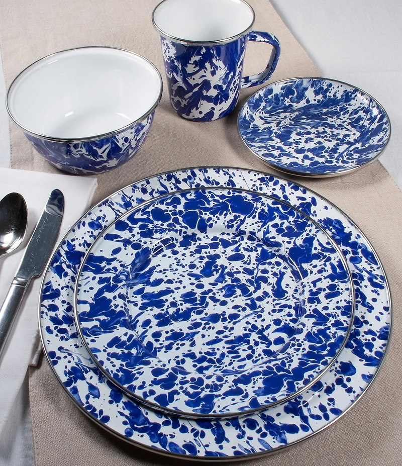 Golden Rabbit Enamelware Swirl Charger Plates, Set of 2