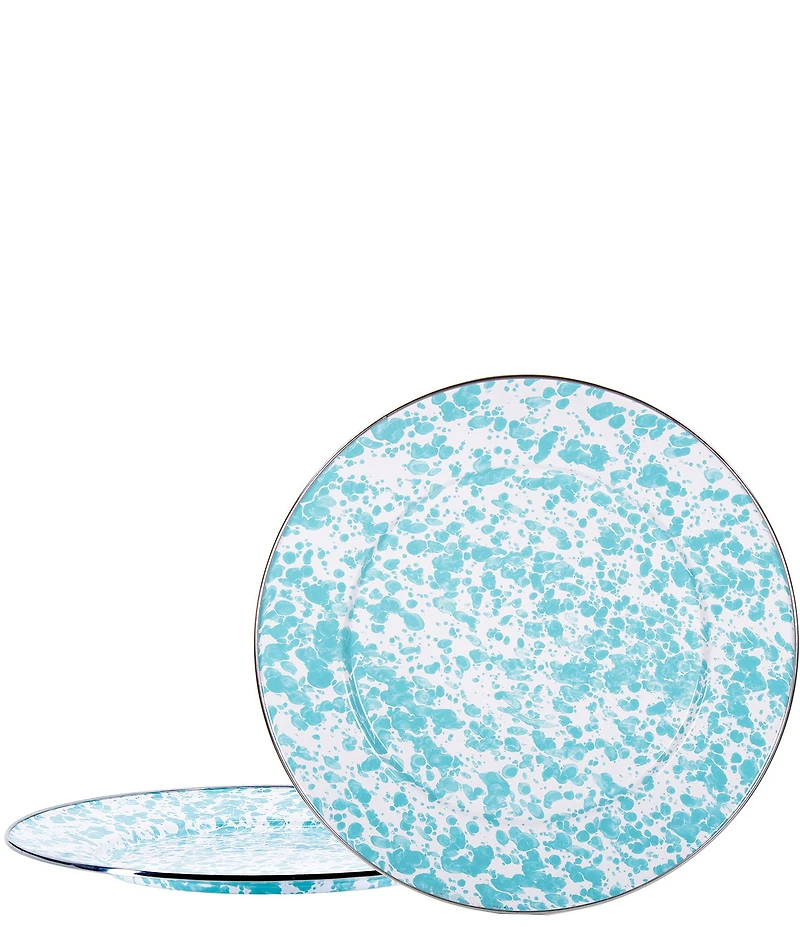 Golden Rabbit Enamelware Swirl Charger Plates, Set of 2